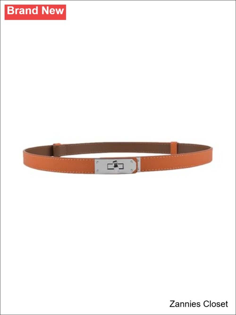 ✨ Women's Skinny Leather Belt Adjustable Golden Turn-Lock Buckle Dresses Jeans
